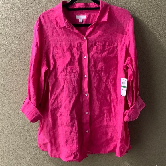 Charter club linen button down shirt size Large new - Picture 2 of 9